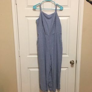 Old Navy Womens Light Blue Sleeveless Wide Leg Linen Blend Jumpsuit Sz XL